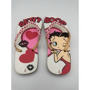 Betty Boop Cartoon Pattern Flip Flop Sandals Vintage‎ Retro Sz S 5/6